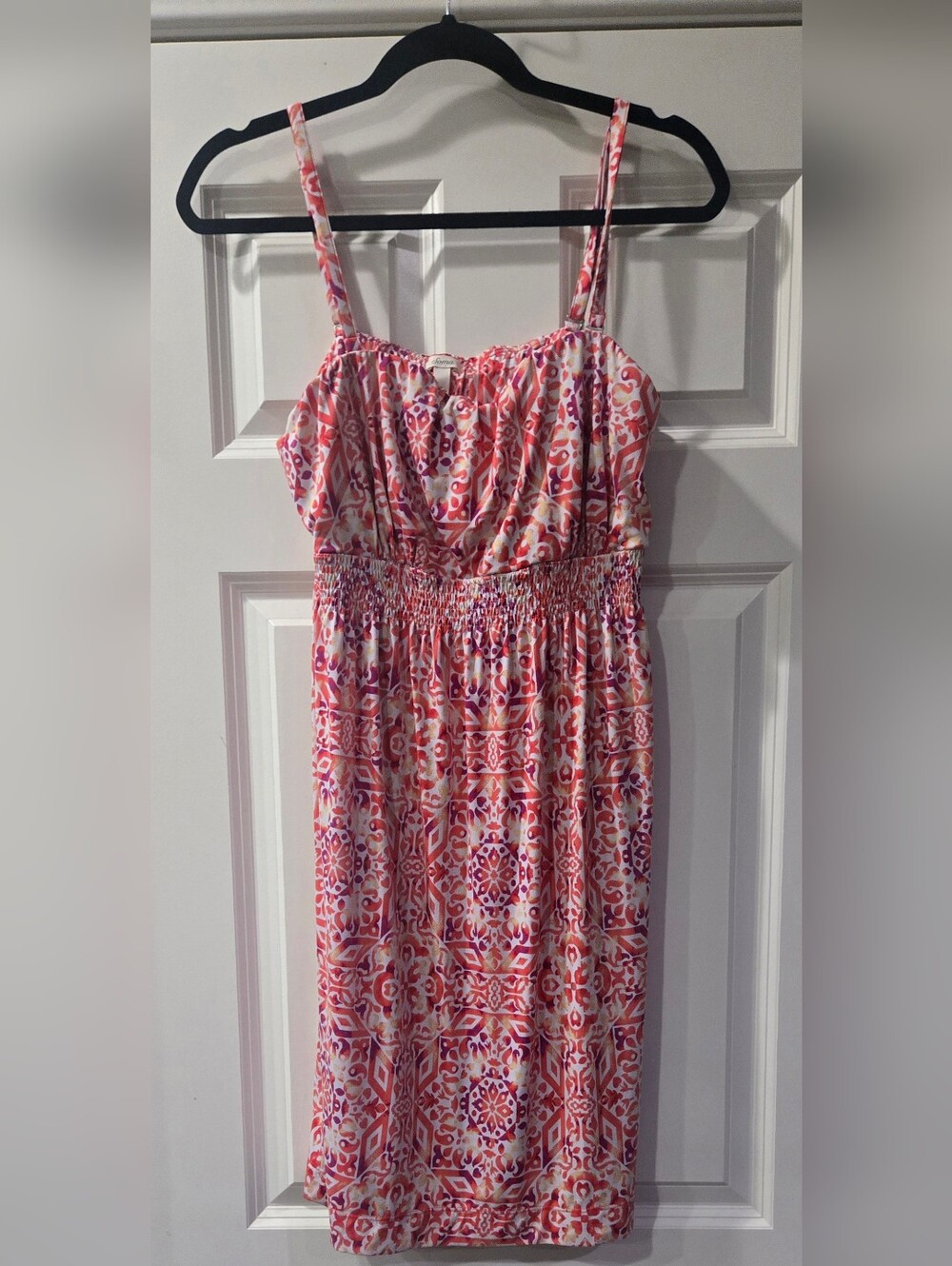 Soma Women's Sleeveless Coral & White Midi Summer Dress